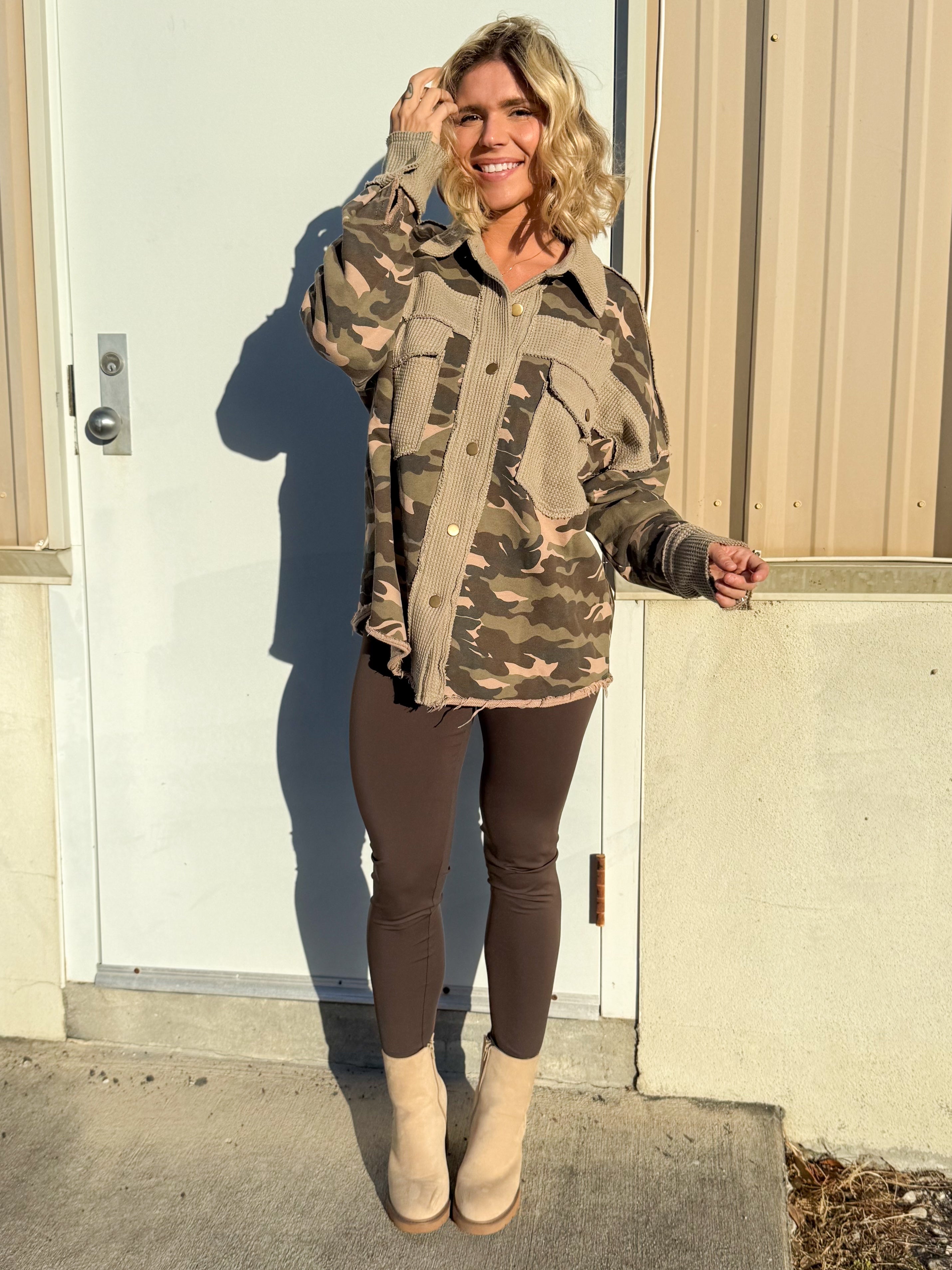 Scout's Honor Shacket-200 JACKETS/SHACKETS-Davi & Dani-Heathered Boho Boutique, Women's Fashion and Accessories in Palmetto, FL