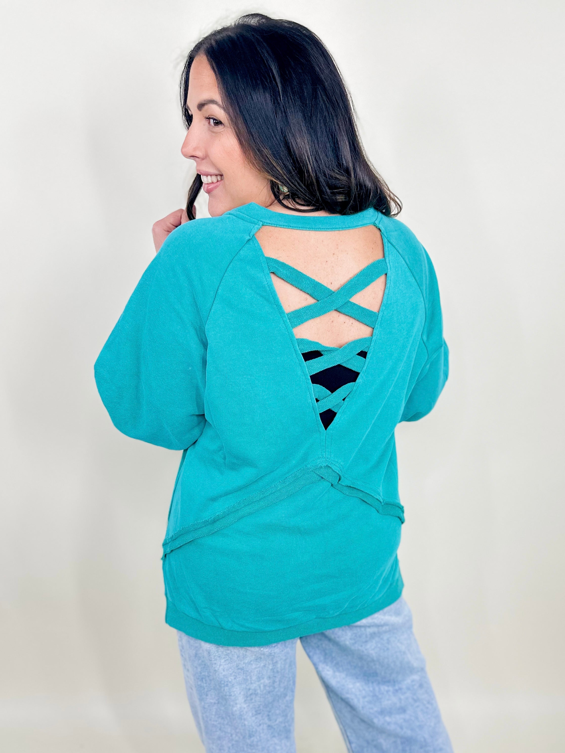 RESTOCK : Got Your Back Long Sleeve Top-120 Long Sleeve Tops-Pol-Heathered Boho Boutique, Women's Fashion and Accessories in Palmetto, FL