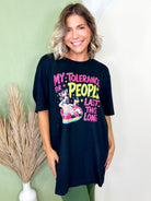 My Tolerance Graphic Tee-130 GRAPHIC TEE-Heathered Boho-Heathered Boho Boutique, Women's Fashion and Accessories in Palmetto, FL