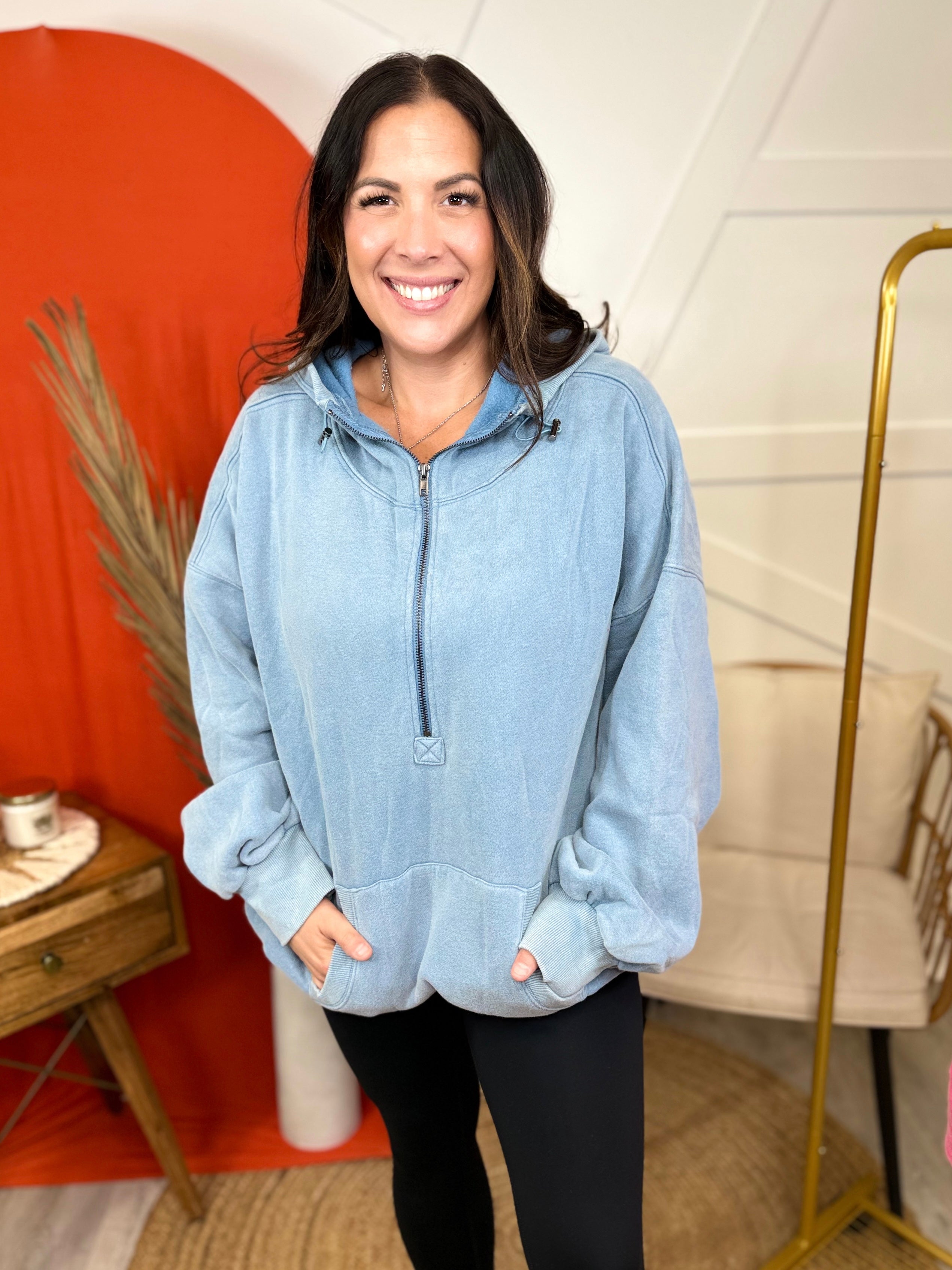 Queen Status Mineral Wash Hoodie-210 HOODIES-BIBI-Heathered Boho Boutique, Women's Fashion and Accessories in Palmetto, FL