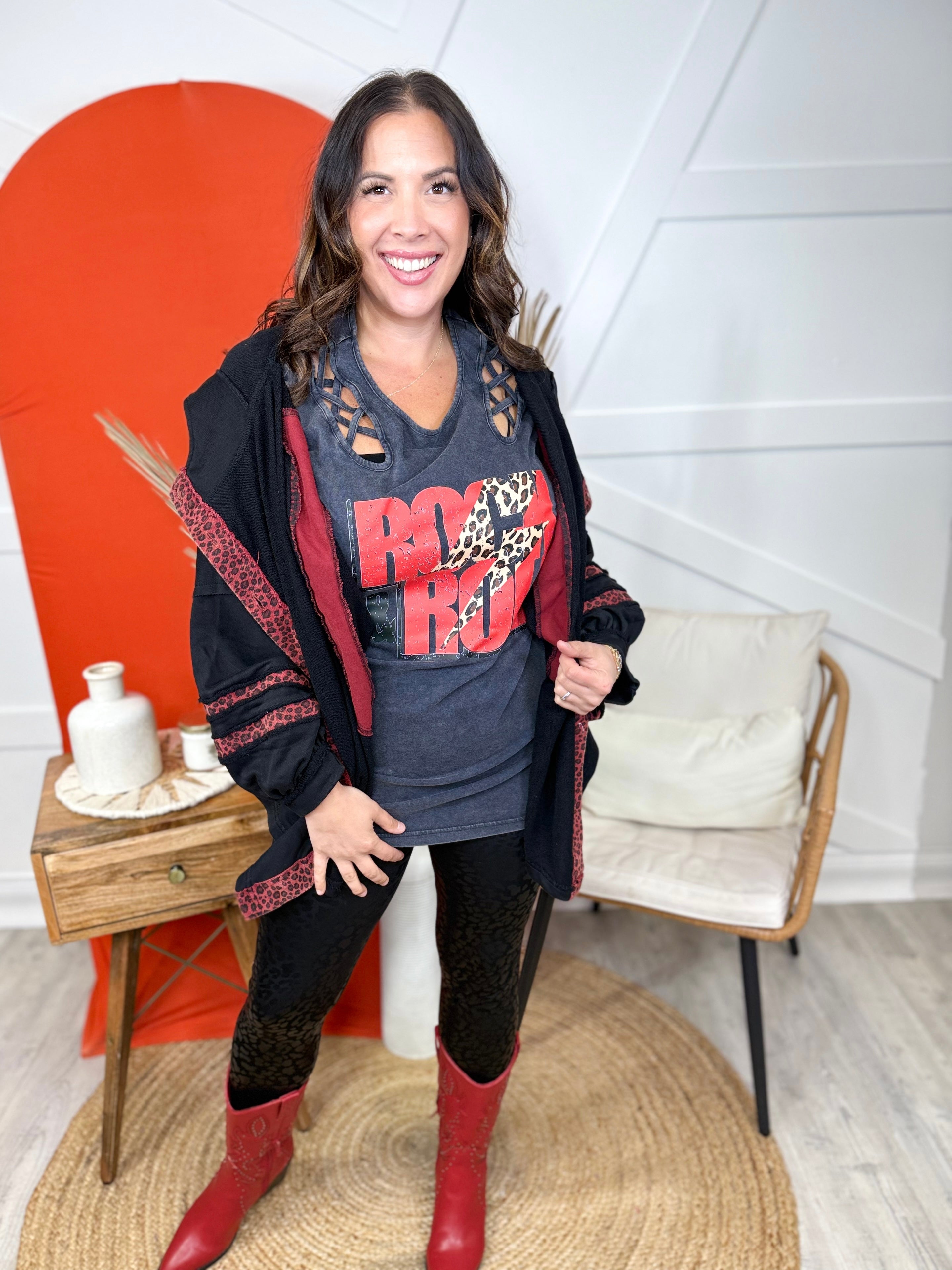 Rock & Roll Graphic Tee-130 Graphic Tees-Lucky & Blessed Life-Heathered Boho Boutique, Women's Fashion and Accessories in Palmetto, FL