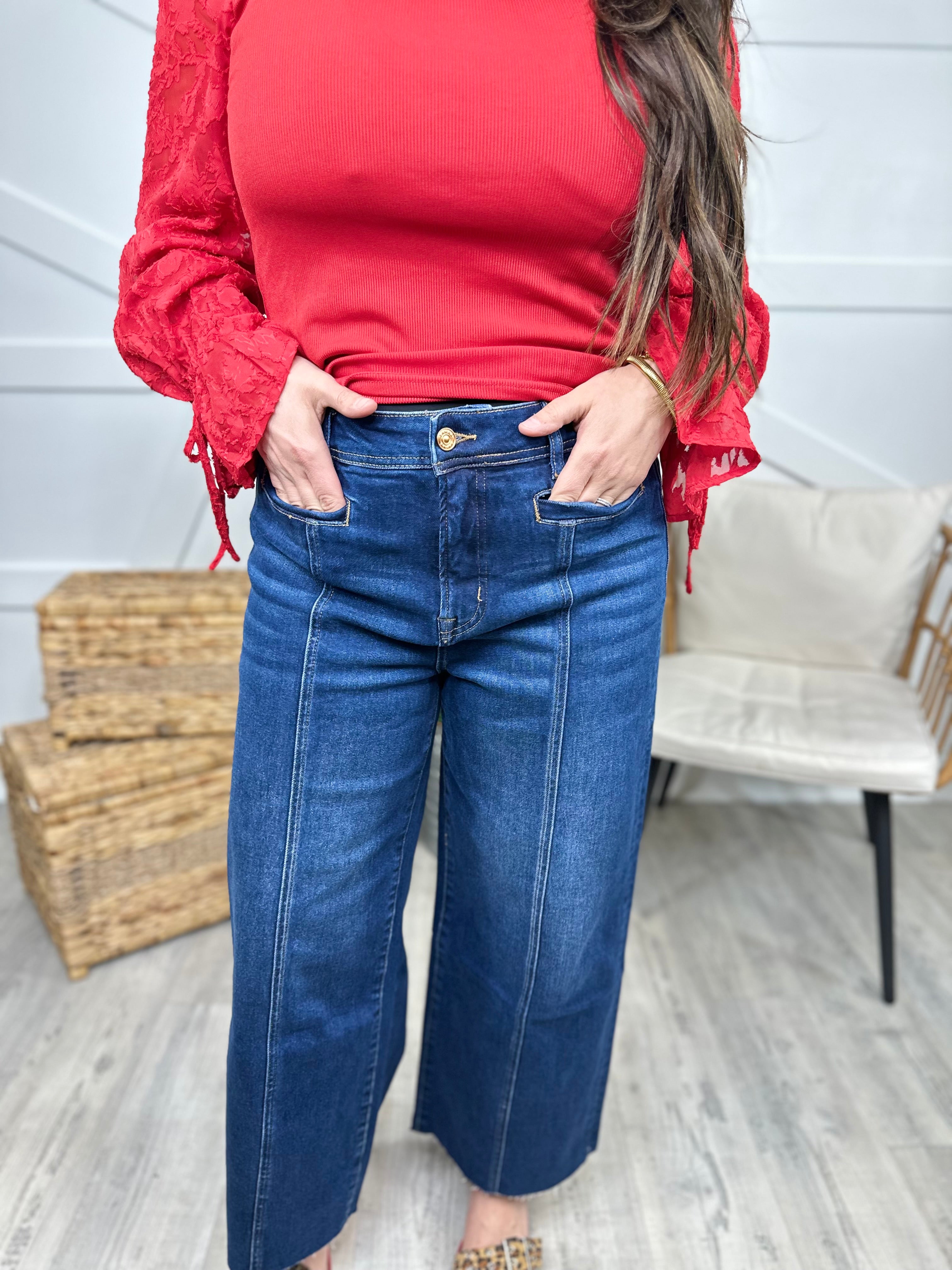 Babe Satus Wide Leg Jean by Bayeas-190 Jeans-Bayeas-Heathered Boho Boutique, Women's Fashion and Accessories in Palmetto, FL