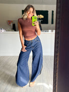 Curve Appeal Barrel Jeans By Saige-190 JEANS-SAIGE DENIM-Heathered Boho Boutique, Women's Fashion and Accessories in Palmetto, FL