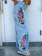 Restock - 2nd CUT- EVIE FLORAL EMBROIDERED JEANS-190 JEANS-BLAKELEY-Heathered Boho Boutique, Women's Fashion and Accessories in Palmetto, FL