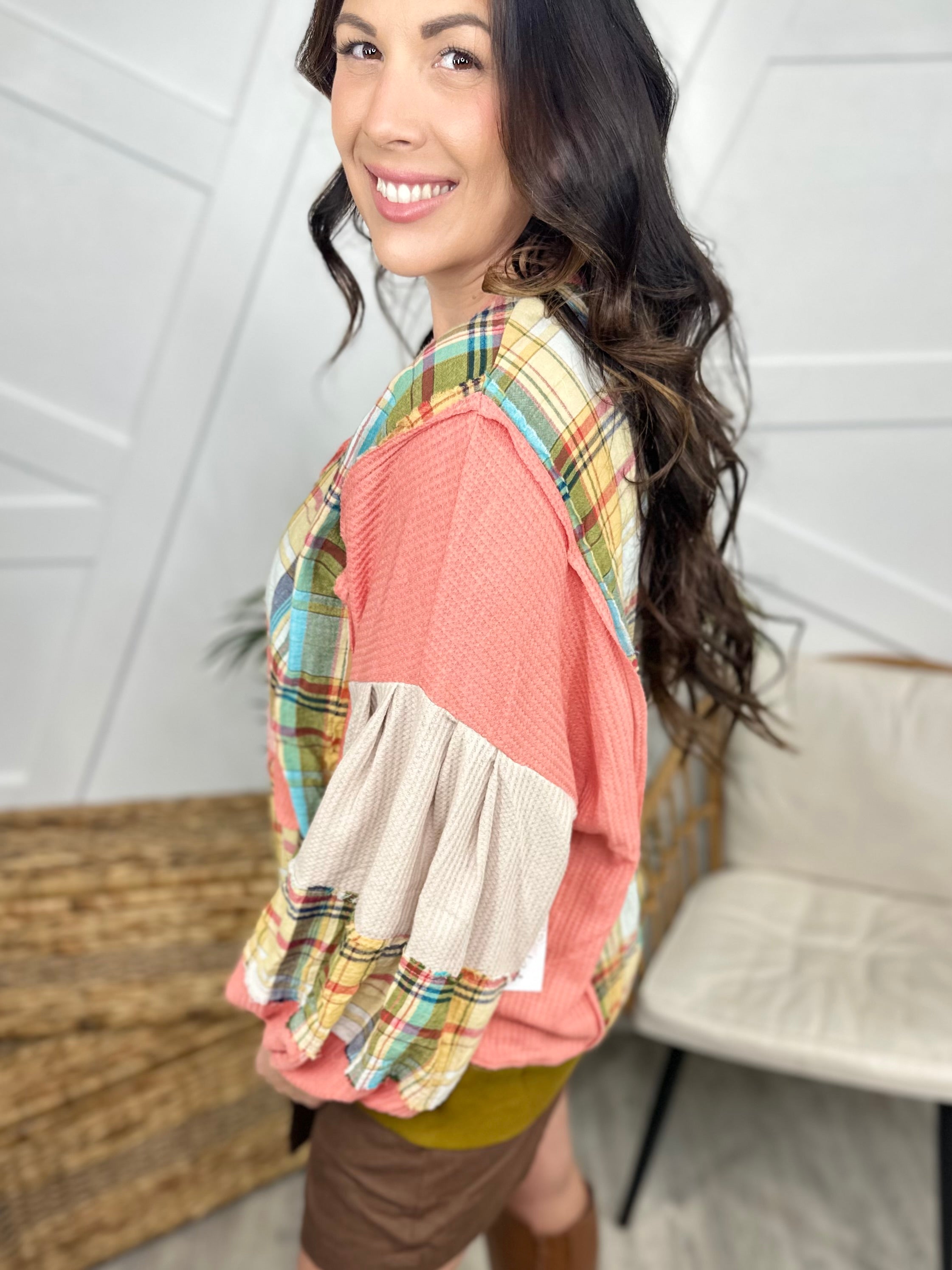 Flower Patch Top-120 Long Sleeve Tops-Easel-Heathered Boho Boutique, Women's Fashion and Accessories in Palmetto, FL