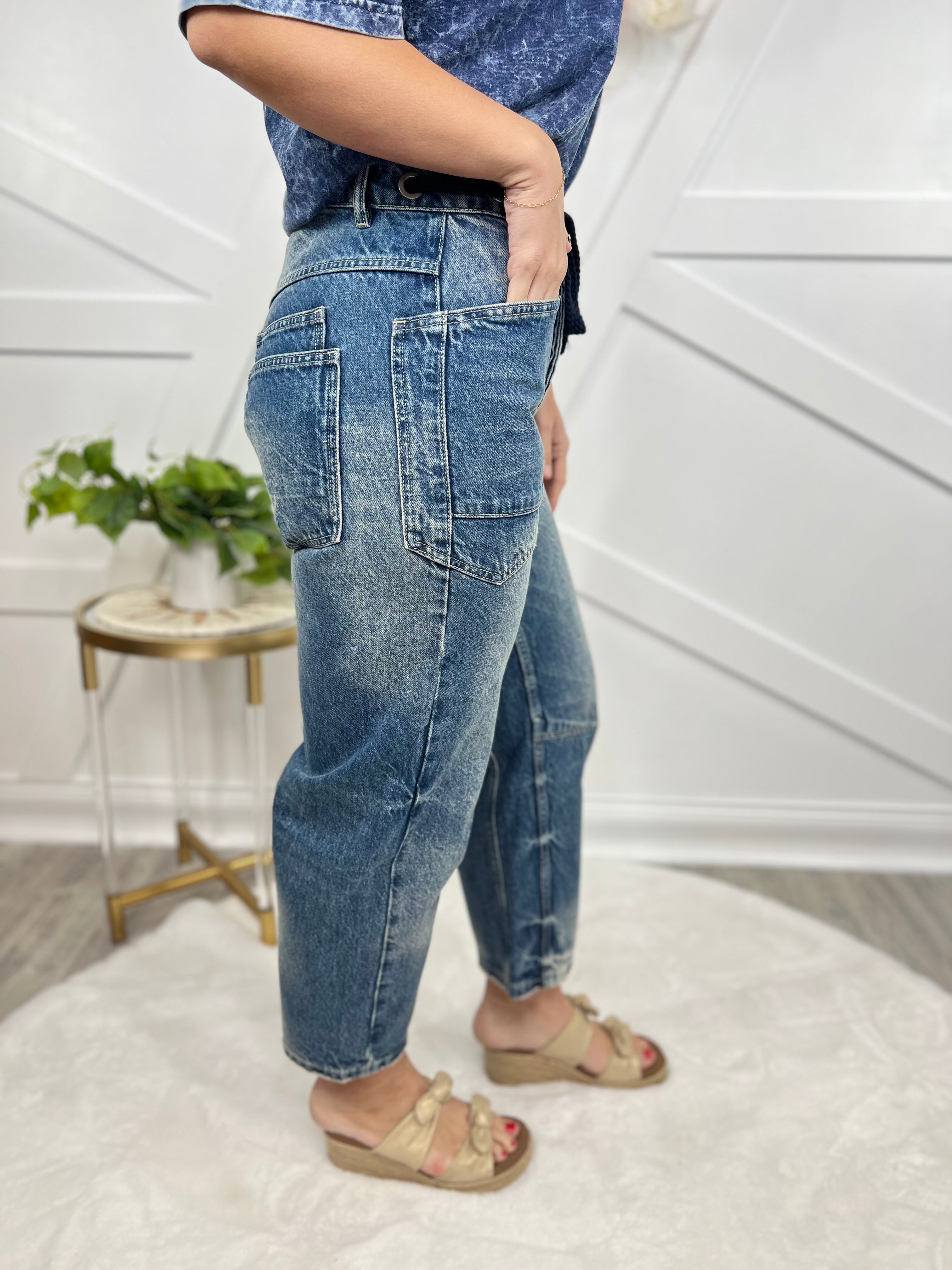 Revenge Barrel Pants-190 Jeans-Aaron & Amber-Heathered Boho Boutique, Women's Fashion and Accessories in Palmetto, FL