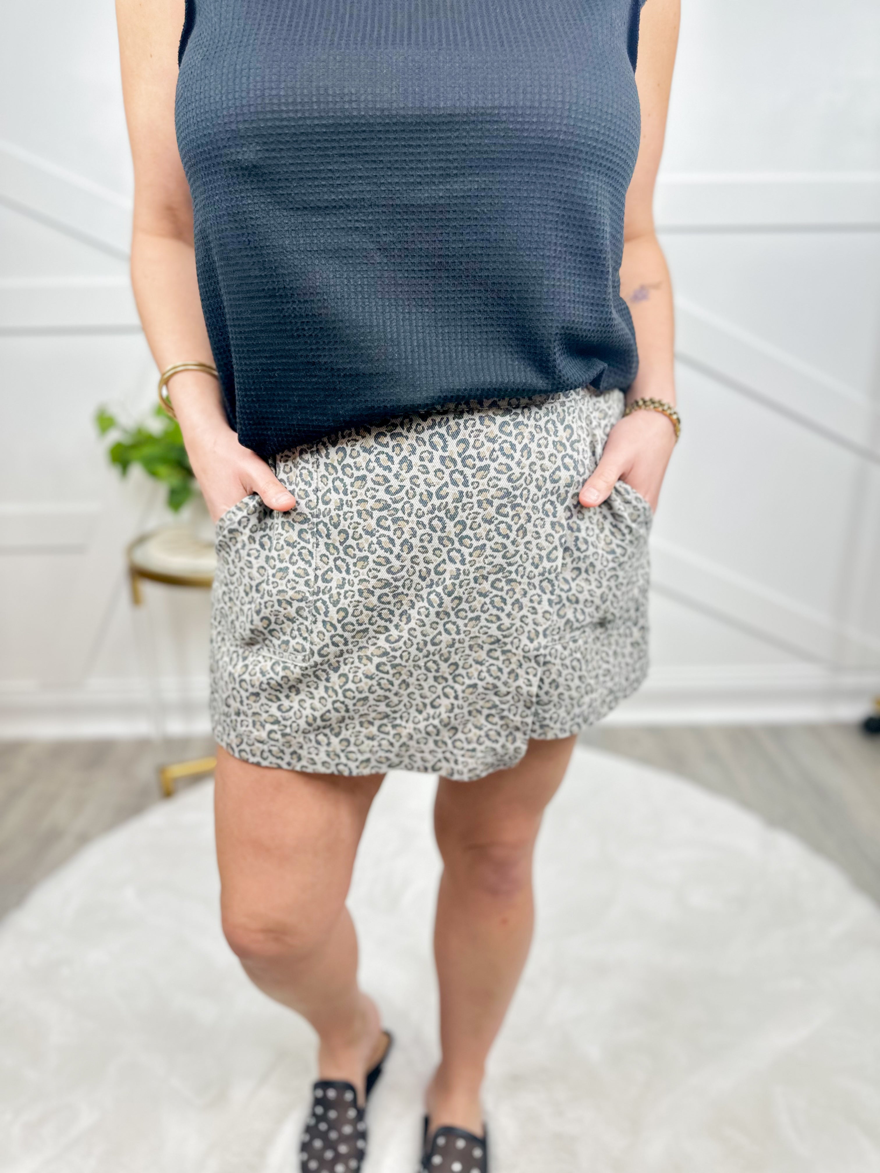 Leopard into the Night Skort-170 Skort/ Skirt-GILLI-Heathered Boho Boutique, Women's Fashion and Accessories in Palmetto, FL