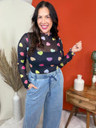 Candy Hearts Mesh Top-120 LONG SLEEVE TOPS-Nylon Apparel-Heathered Boho Boutique, Women's Fashion and Accessories in Palmetto, FL