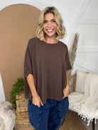 BLACK FRIDAY: Laguna Top-110 Short Sleeve Top-MONO B-Heathered Boho Boutique, Women's Fashion and Accessories in Palmetto, FL