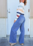 Striped Yacht Club Wide Leg Jeans by Vervet-190 JEANS-Vervet-Heathered Boho Boutique, Women's Fashion and Accessories in Palmetto, FL