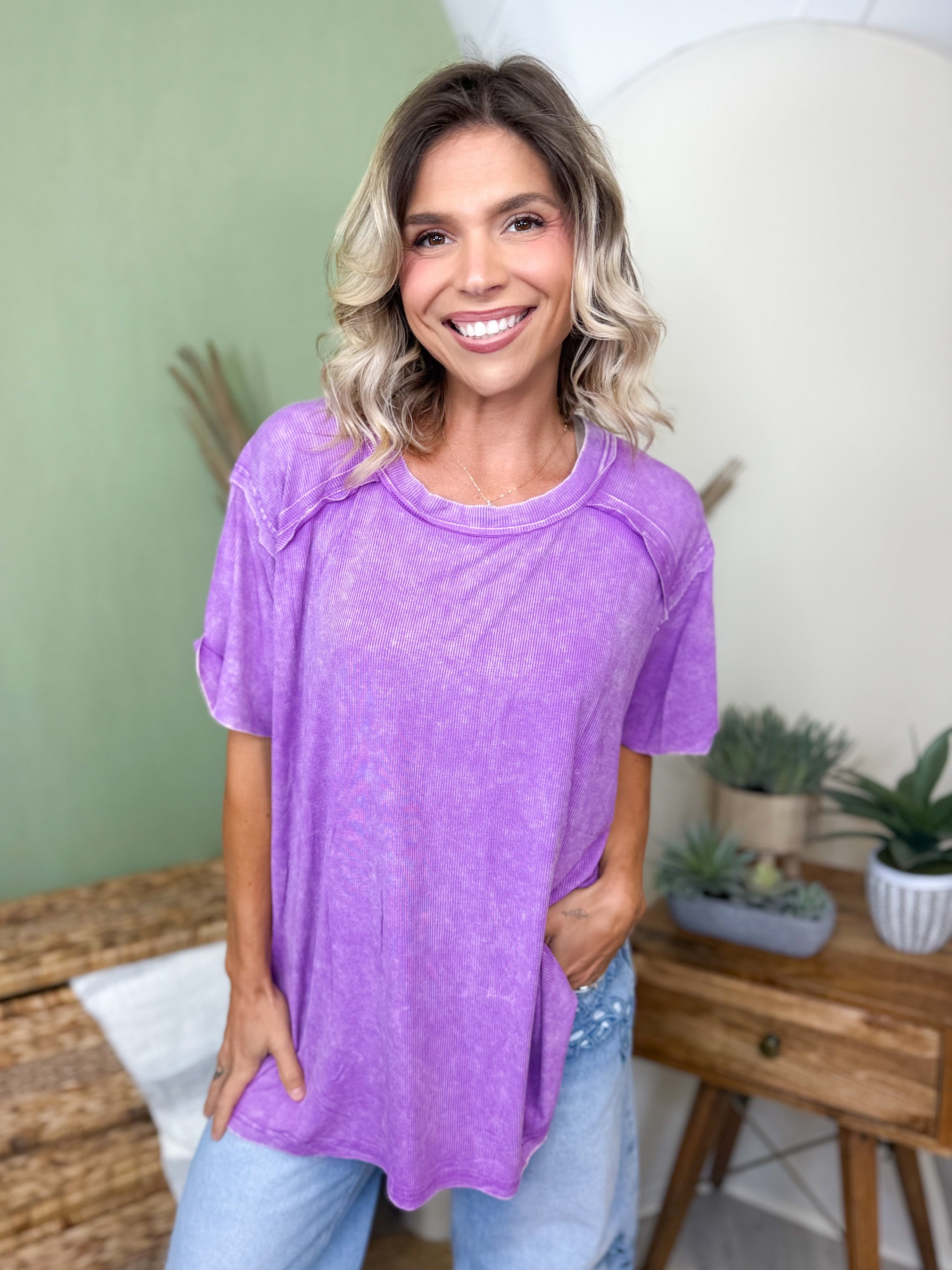 Restock: Conquer The Weekend Top-110 SHORT SLEEVE TOP-ZENANA-Heathered Boho Boutique, Women's Fashion and Accessories in Palmetto, FL