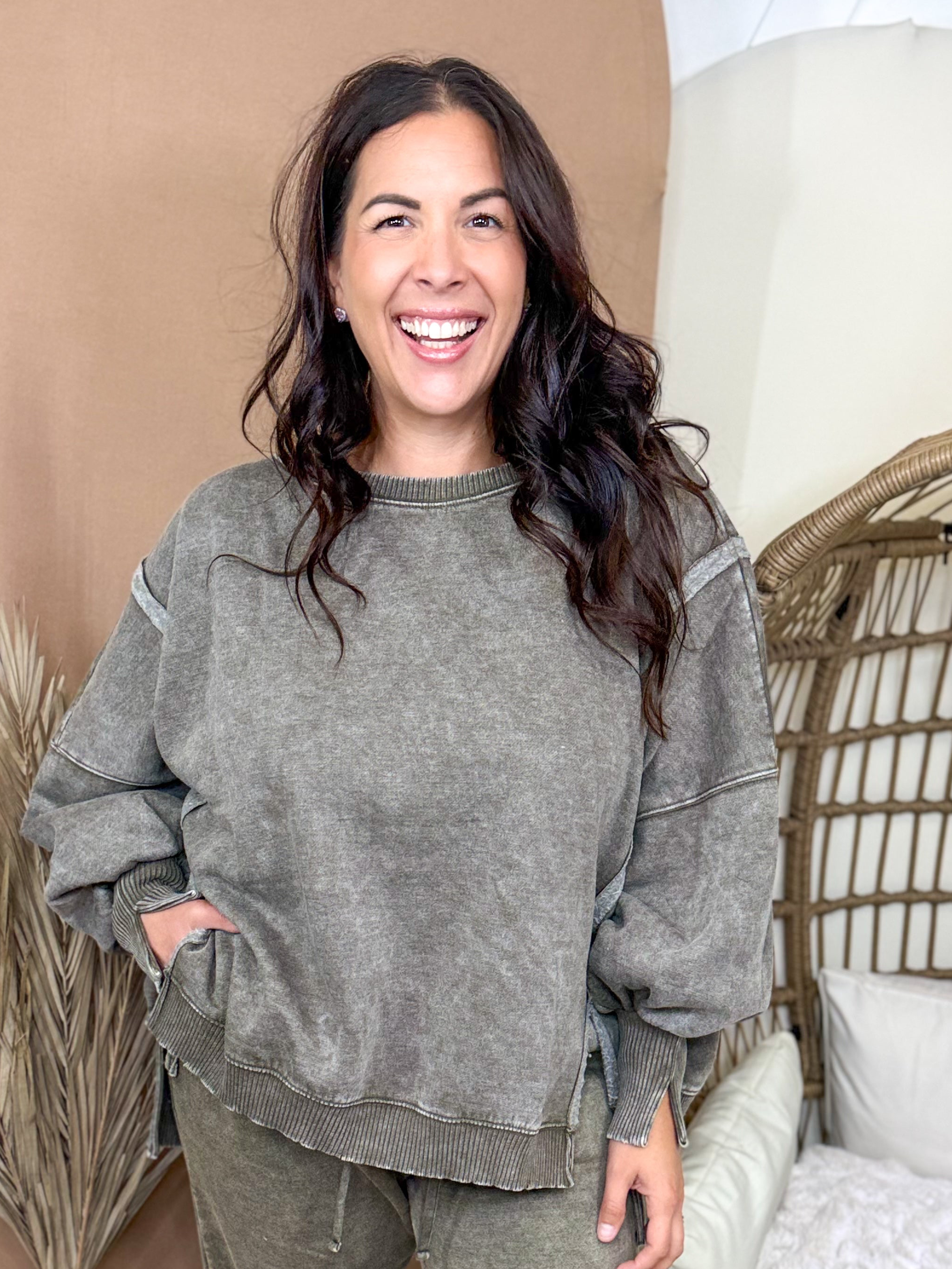 Restock: The Lived-In Luxe Pullover-125 SWEATER-ZENANA-Heathered Boho Boutique, Women's Fashion and Accessories in Palmetto, FL