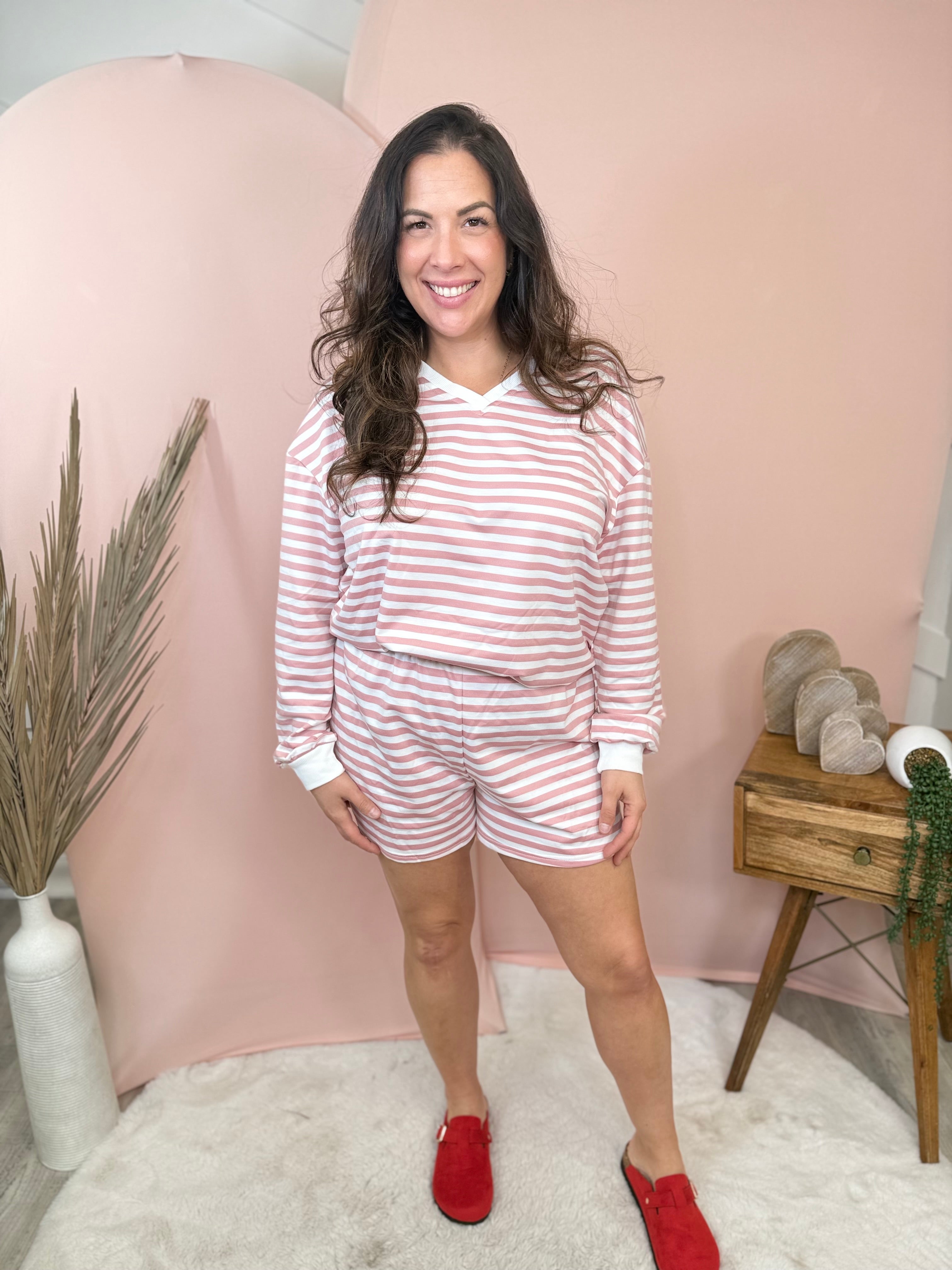 Everyday Striped Shorts Lounge Set-240 Activewear/Sets-Heathered Boho-Heathered Boho Boutique, Women's Fashion and Accessories in Palmetto, FL