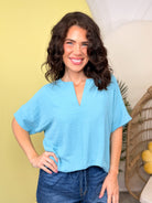 Luna Line Blouse-110 SHORT SLEEVE TOP-ZENANA-Heathered Boho Boutique, Women's Fashion and Accessories in Palmetto, FL