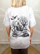 Haunted House w/ Pocket Bats Graphic Tee-130 Graphic Tees-Heathered Boho-Heathered Boho Boutique, Women's Fashion and Accessories in Palmetto, FL