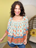 Sweet Sky Petals Top-120 LONG SLEEVE TOPS-EASEL-Heathered Boho Boutique, Women's Fashion and Accessories in Palmetto, FL