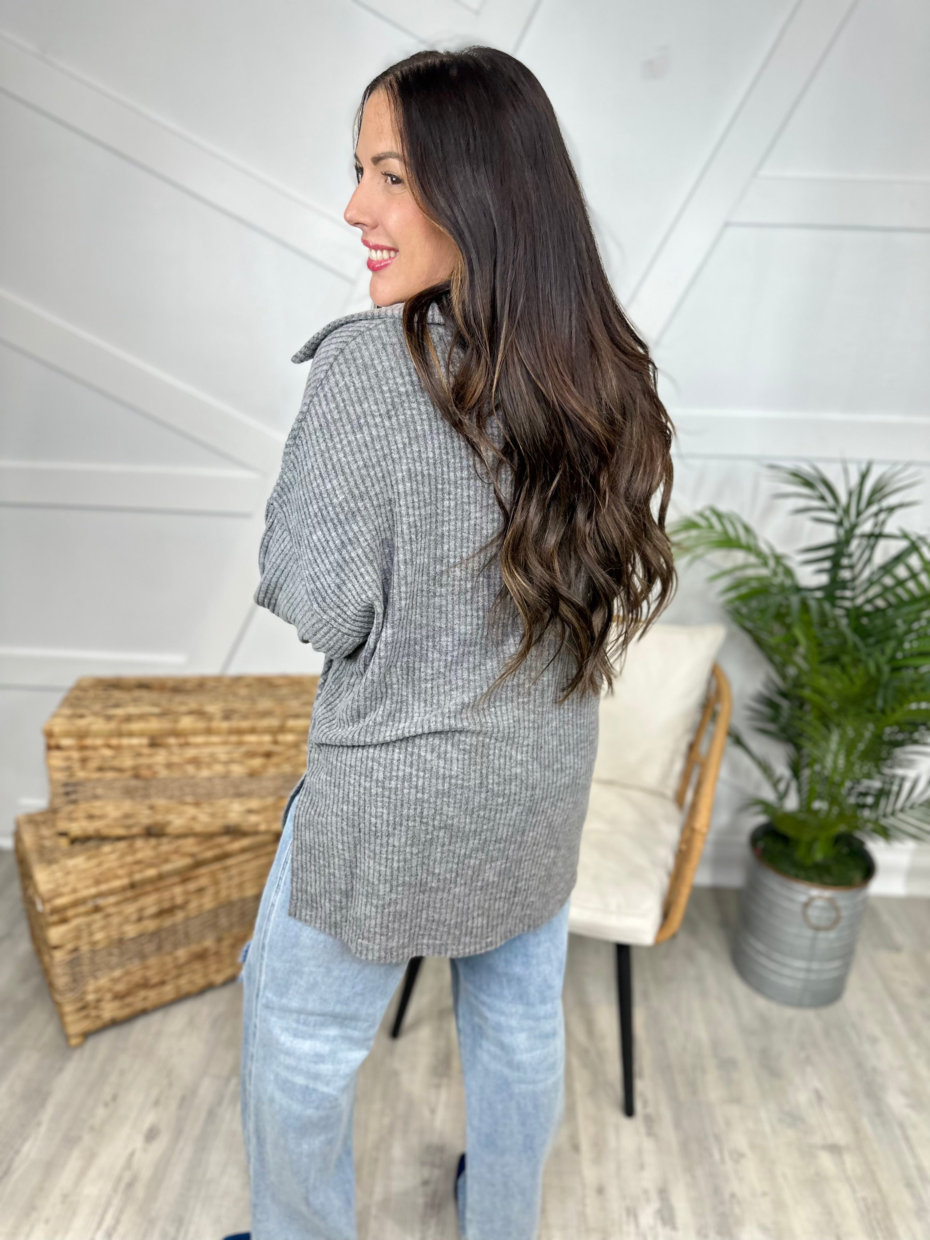 Restock: Clear My Schedule Long Sleeve Top-120 Long Sleeve Tops-White Birch-Heathered Boho Boutique, Women's Fashion and Accessories in Palmetto, FL
