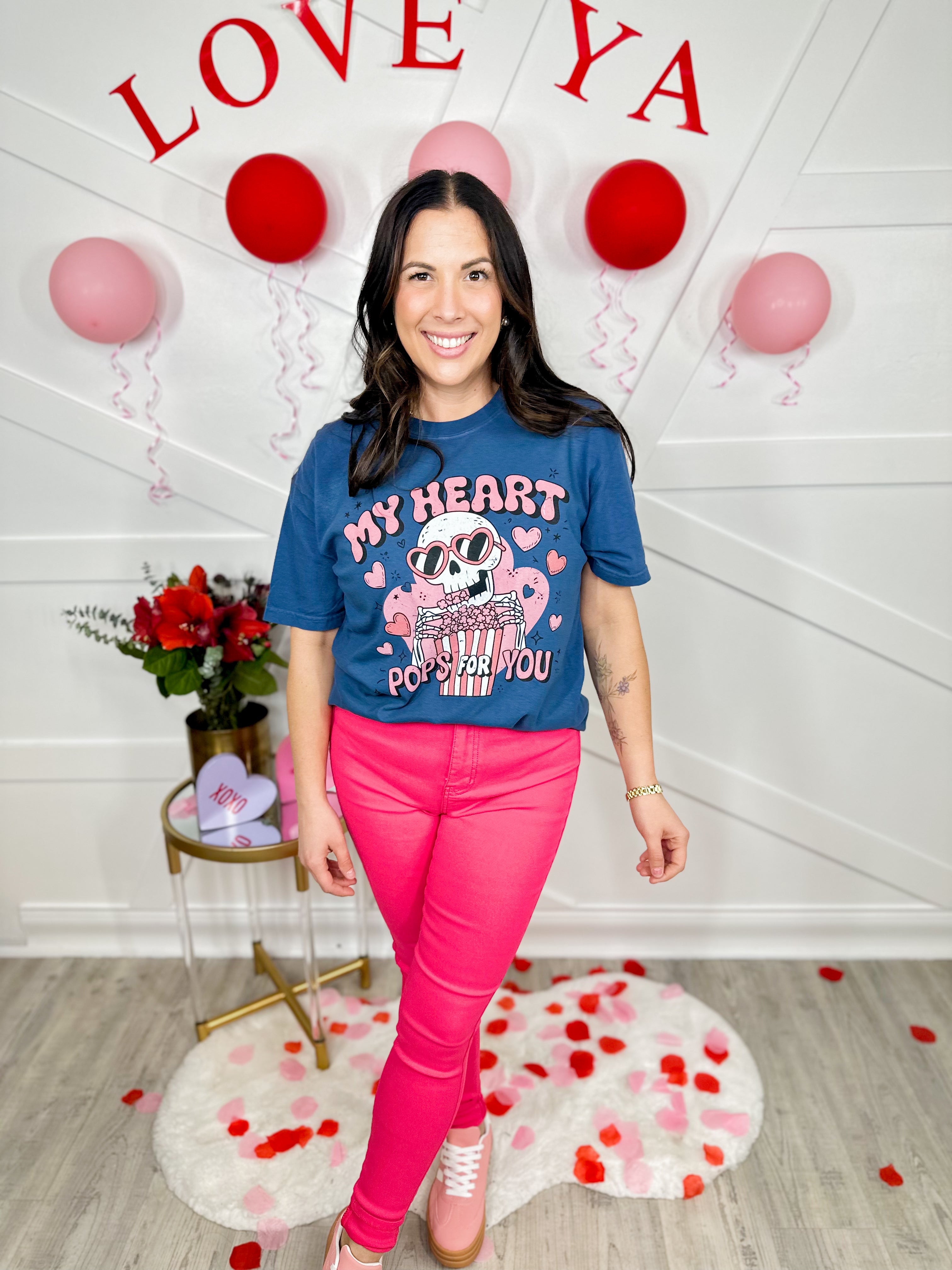 My Heart Pops For You Graphic Tee-130 Graphic Tees-Heathered Boho-Heathered Boho Boutique, Women's Fashion and Accessories in Palmetto, FL