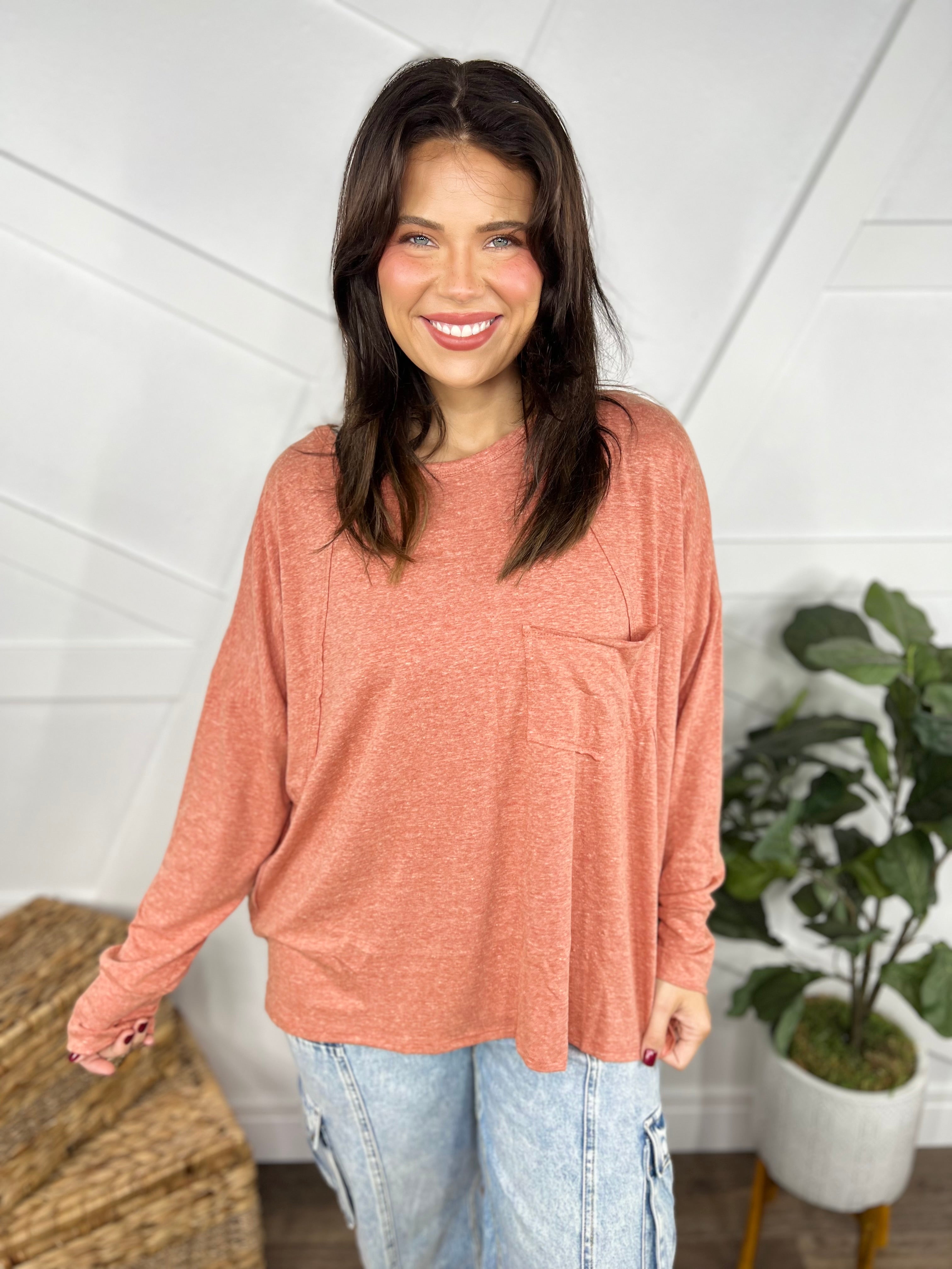 Another Day Long Sleeve Top-120 Long Sleeve Tops-Sew In Love-Heathered Boho Boutique, Women's Fashion and Accessories in Palmetto, FL