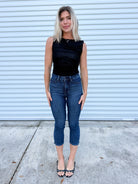 Tailored Touch Tummy Control Capri by Judy Blue-190 JEANS-Judy Blue-Heathered Boho Boutique, Women's Fashion and Accessories in Palmetto, FL