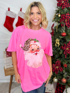 Leopard Hat Santa Graphic Tee-125 Sweater-Heathered Boho-Heathered Boho Boutique, Women's Fashion and Accessories in Palmetto, FL