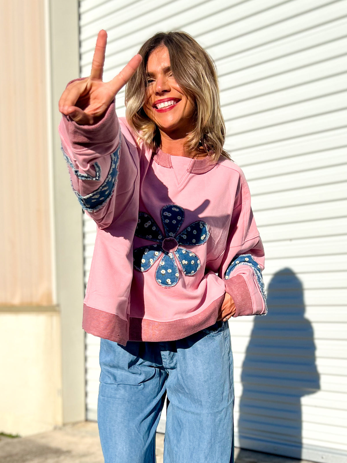 Daisy Days Patchwork Pullover-125 SWEATER-HEIMISH-Heathered Boho Boutique, Women's Fashion and Accessories in Palmetto, FL