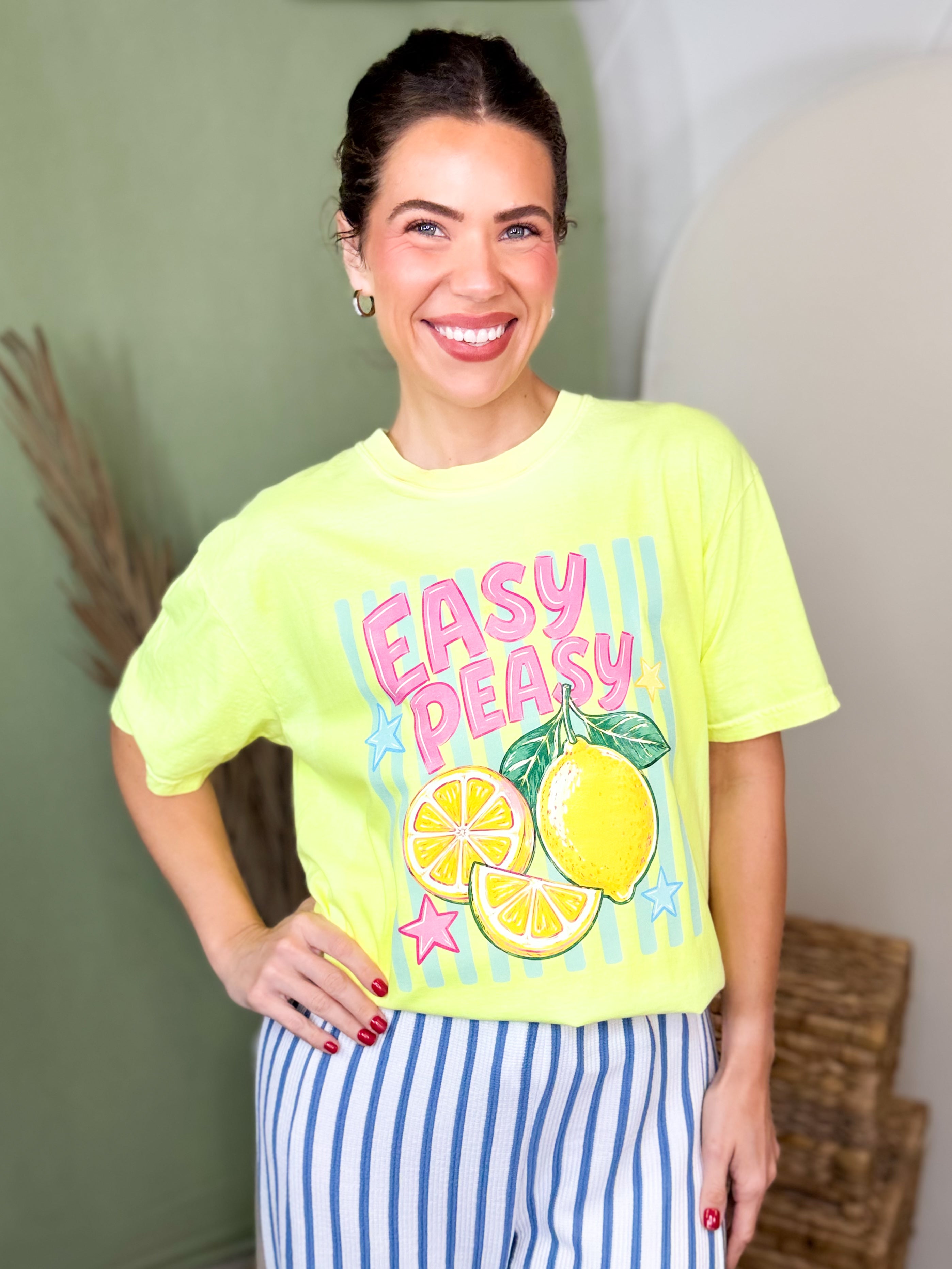 Easy Peasy Graphic Tee-130 GRAPHIC TEE-Heathered Boho-Heathered Boho Boutique, Women's Fashion and Accessories in Palmetto, FL