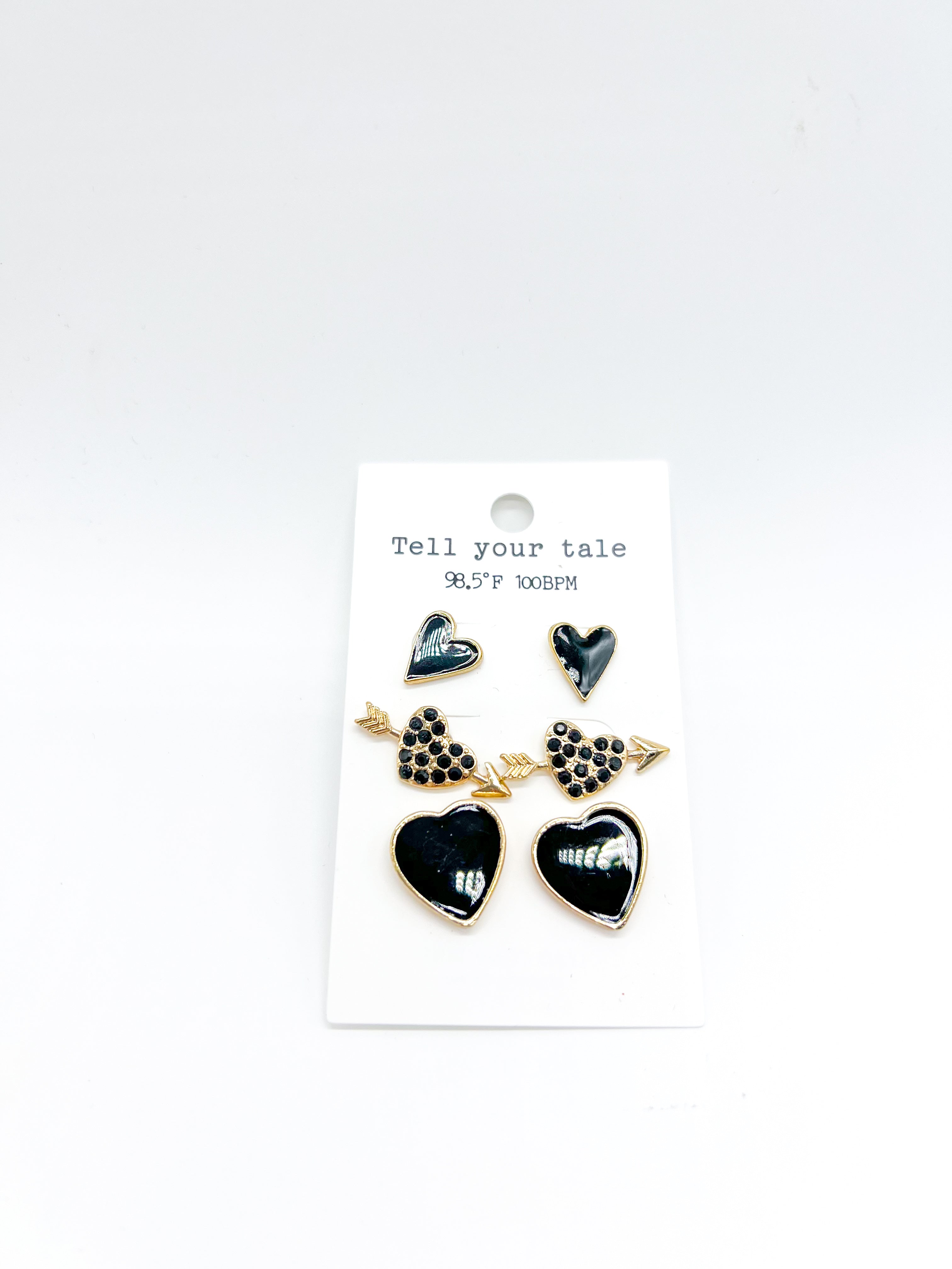 Three Heart Earrings-310 Jewelry-Leemode-Heathered Boho Boutique, Women's Fashion and Accessories in Palmetto, FL