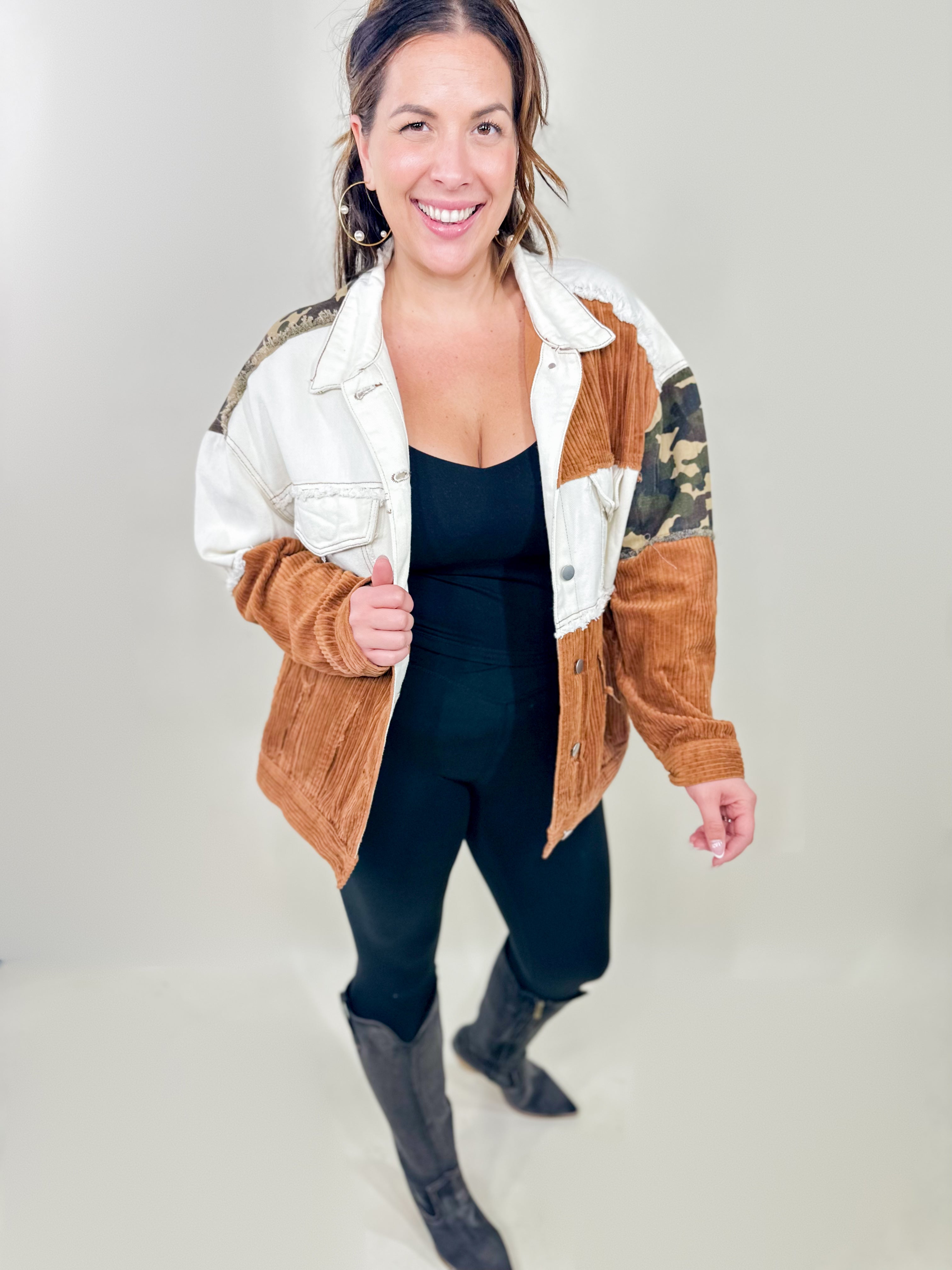 Casual Camo Jacket-200 JACKETS/SHACKETS-Pol-Heathered Boho Boutique, Women's Fashion and Accessories in Palmetto, FL