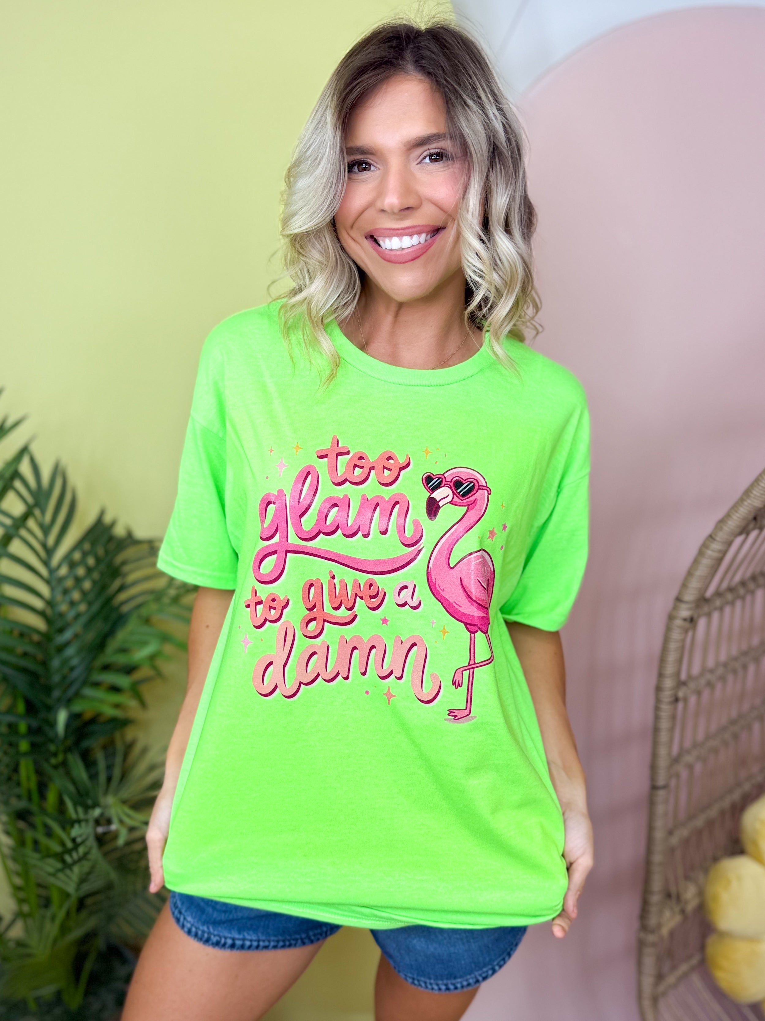 Too Glam Graphic Tee-130 Graphic Tees-Heathered Boho-Heathered Boho Boutique, Women's Fashion and Accessories in Palmetto, FL