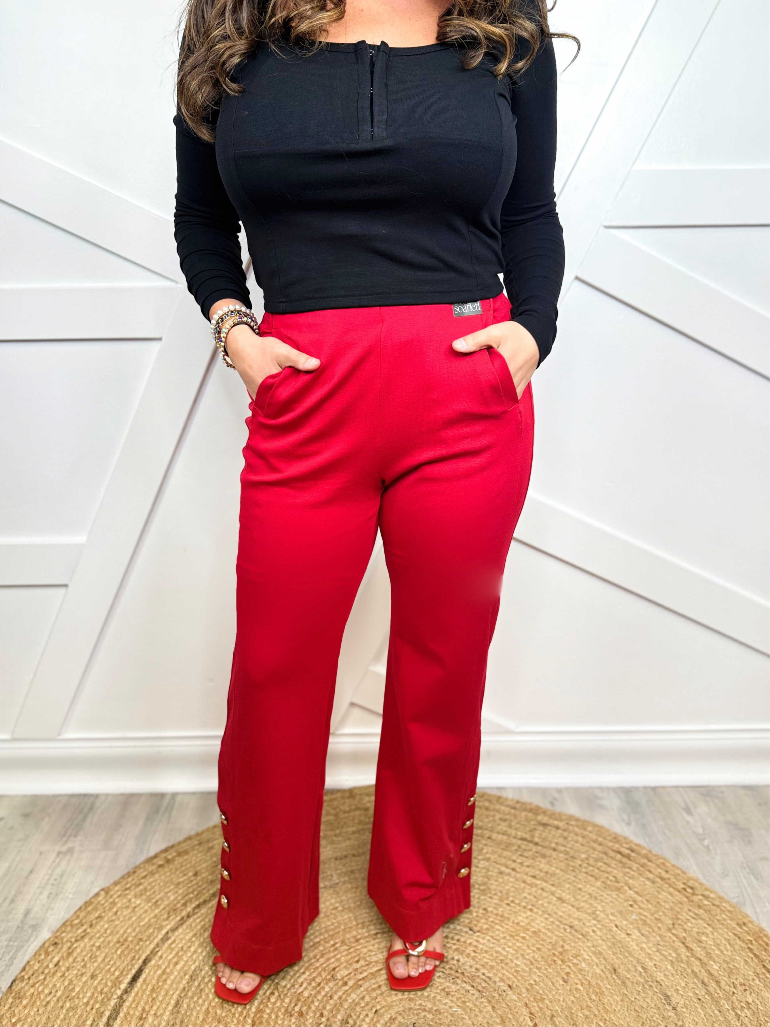 Gala Pants - Red-150 PANTS-DEAR SCARLETT-Heathered Boho Boutique, Women's Fashion and Accessories in Palmetto, FL