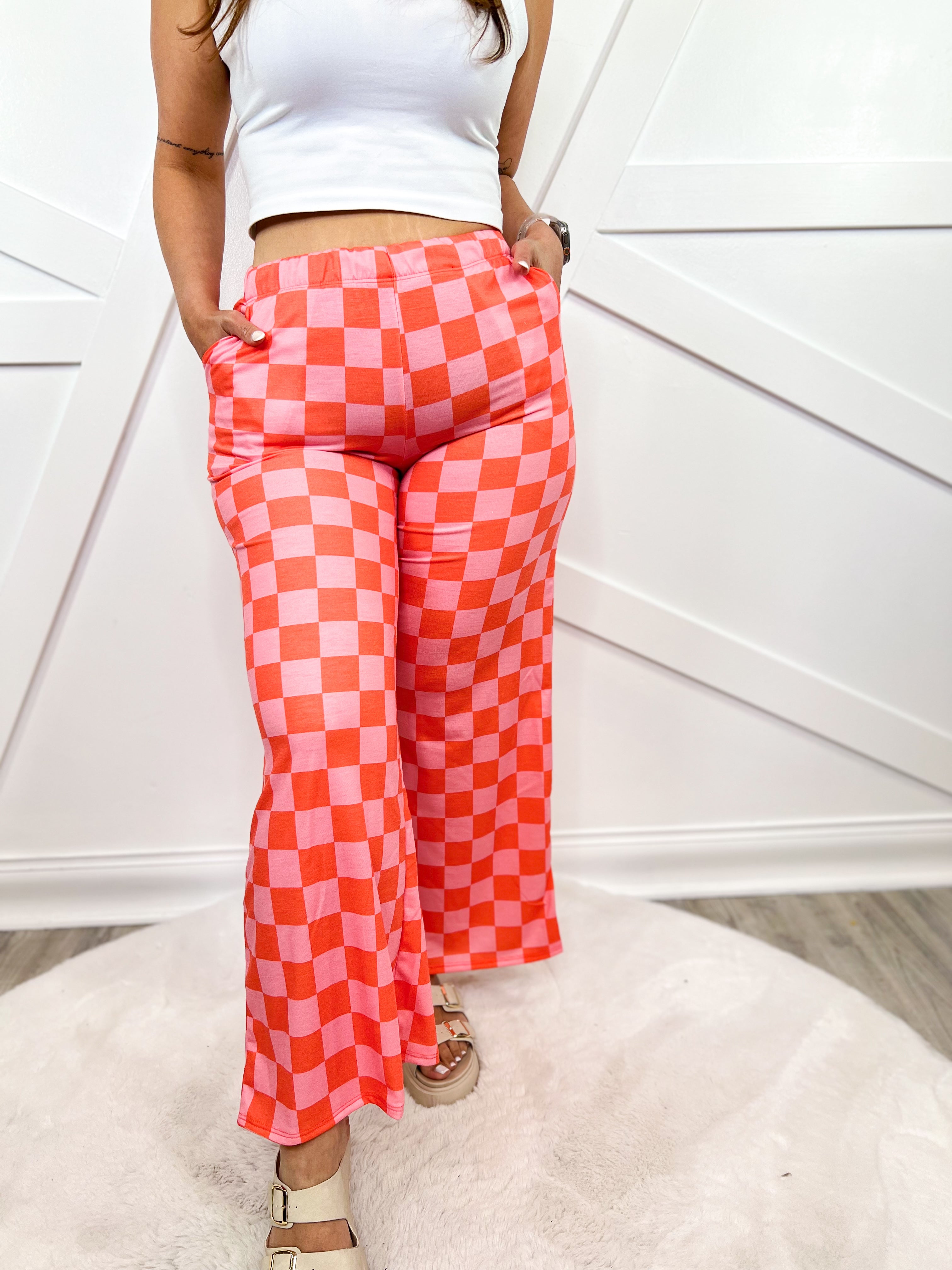 Groovy Moody Pants - Red/Pink-150 PANTS-Jade by Jane-Heathered Boho Boutique, Women's Fashion and Accessories in Palmetto, FL