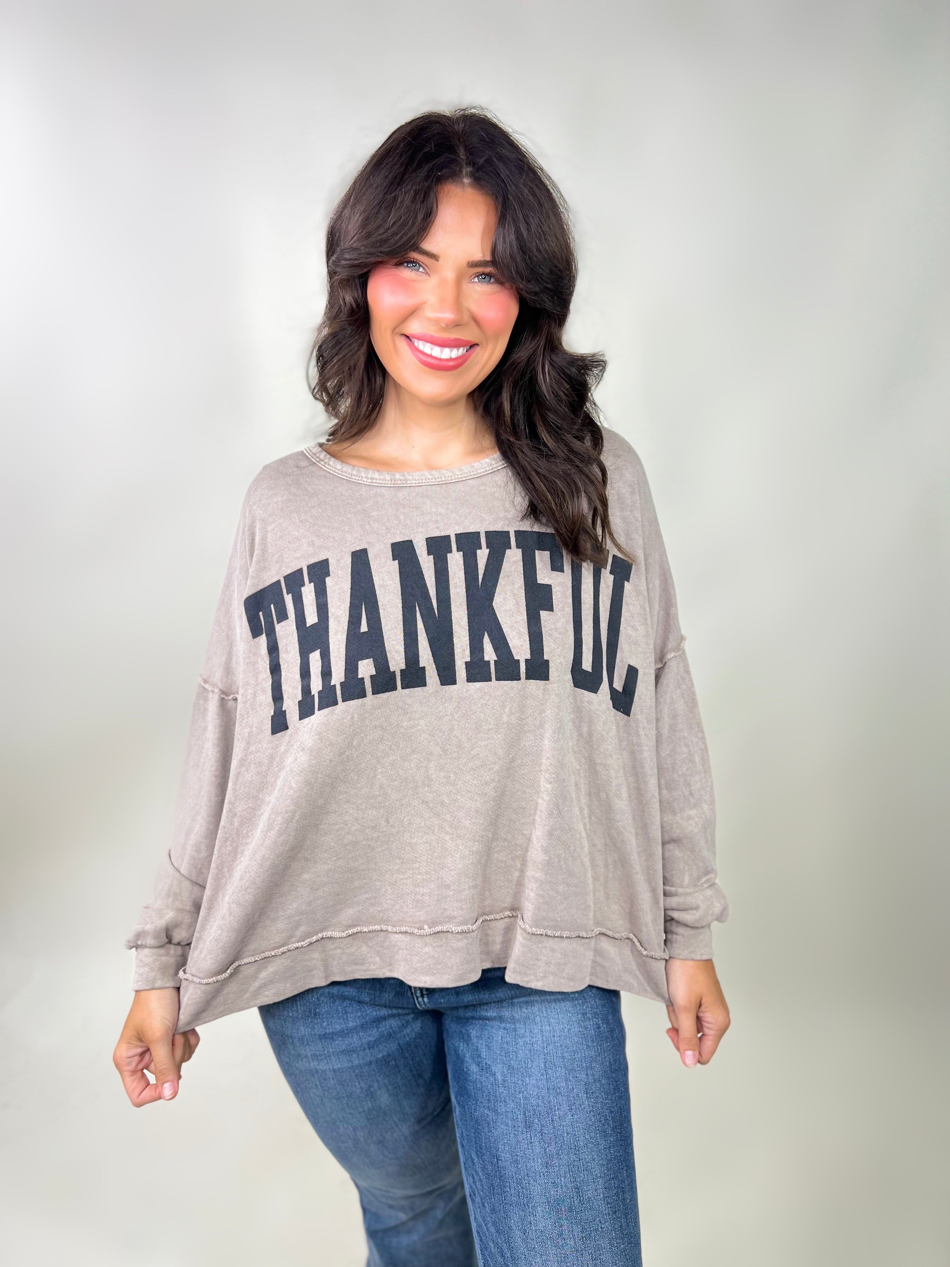 Thankful Long Sleeve Top-400 Takeover/Pre-Order-Peach Love-Heathered Boho Boutique, Women's Fashion and Accessories in Palmetto, FL