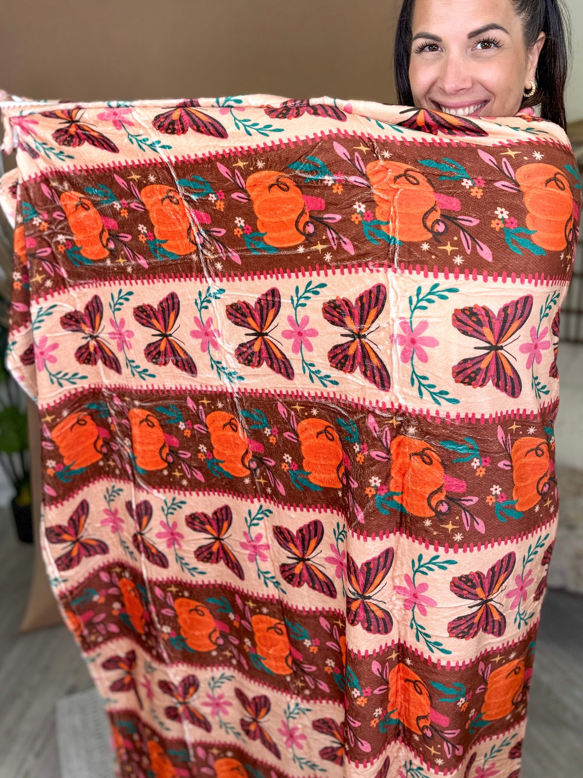 Flutter Into Fall Blanket-340 OTHER ACCESSORIES-ALIBABA-Heathered Boho Boutique, Women's Fashion and Accessories in Palmetto, FL