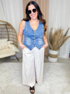 Medium Wash Revolve Button Down Vest by Risen Denim-200 Jackets/Shackets-Risen Jeans-Heathered Boho Boutique, Women's Fashion and Accessories in Palmetto, FL