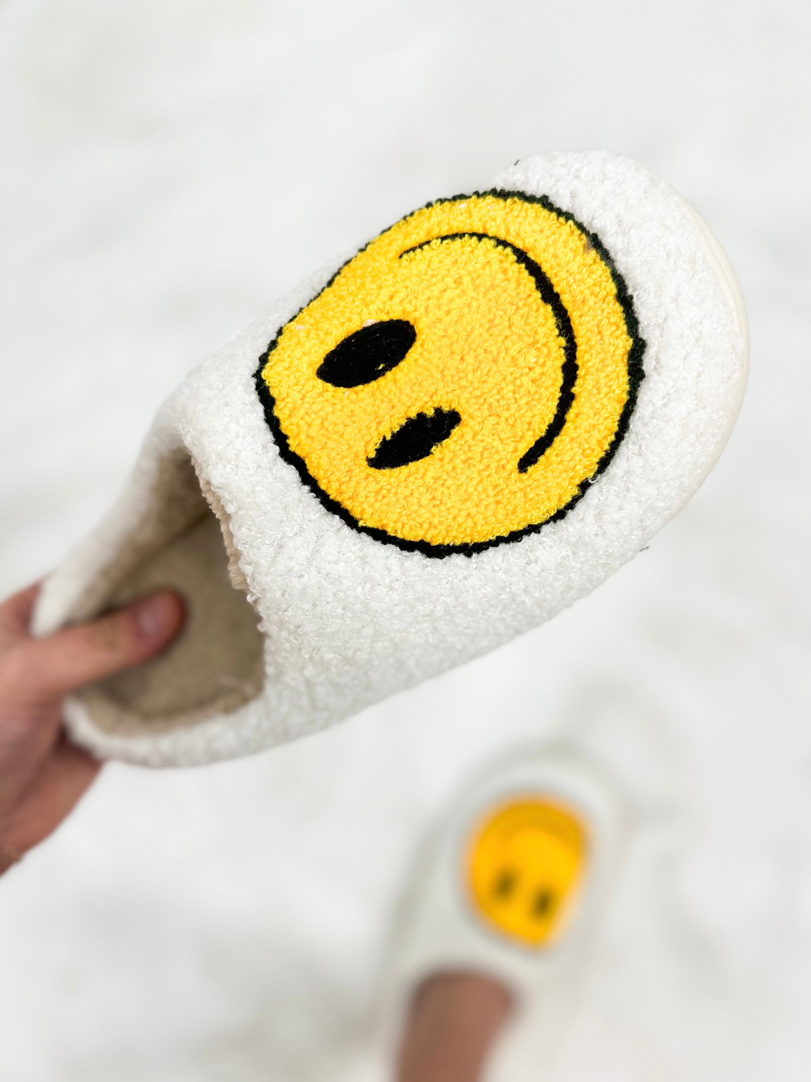 Yellow Smiley Slippers-350 Shoes-Zenana-Heathered Boho Boutique, Women's Fashion and Accessories in Palmetto, FL