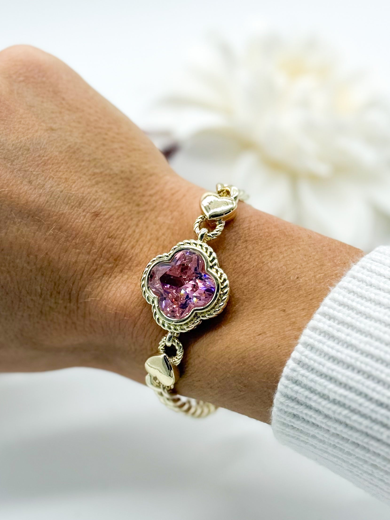 RESTOCK: Rose Clover Bracelet-310 Jewelry-Millenx Accessories, LLC.-Heathered Boho Boutique, Women's Fashion and Accessories in Palmetto, FL