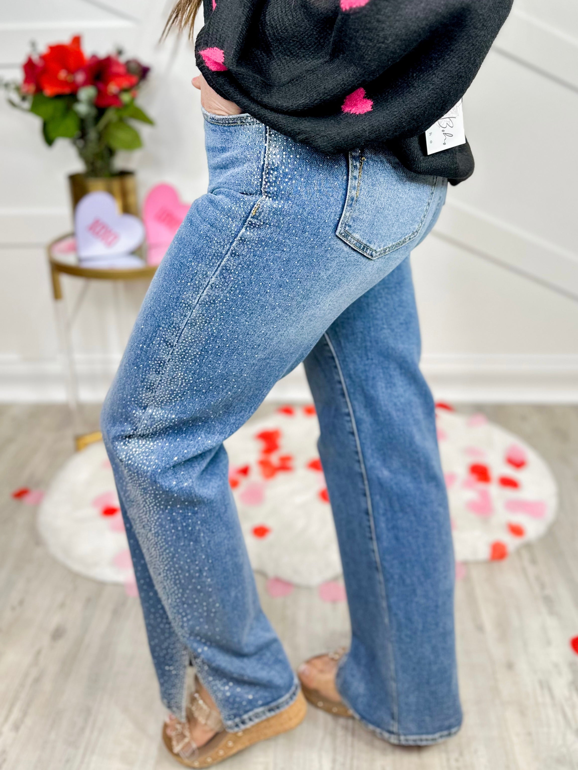 What's Her Secret Straight Leg Jeans-190 Jeans-Special A-Heathered Boho Boutique, Women's Fashion and Accessories in Palmetto, FL