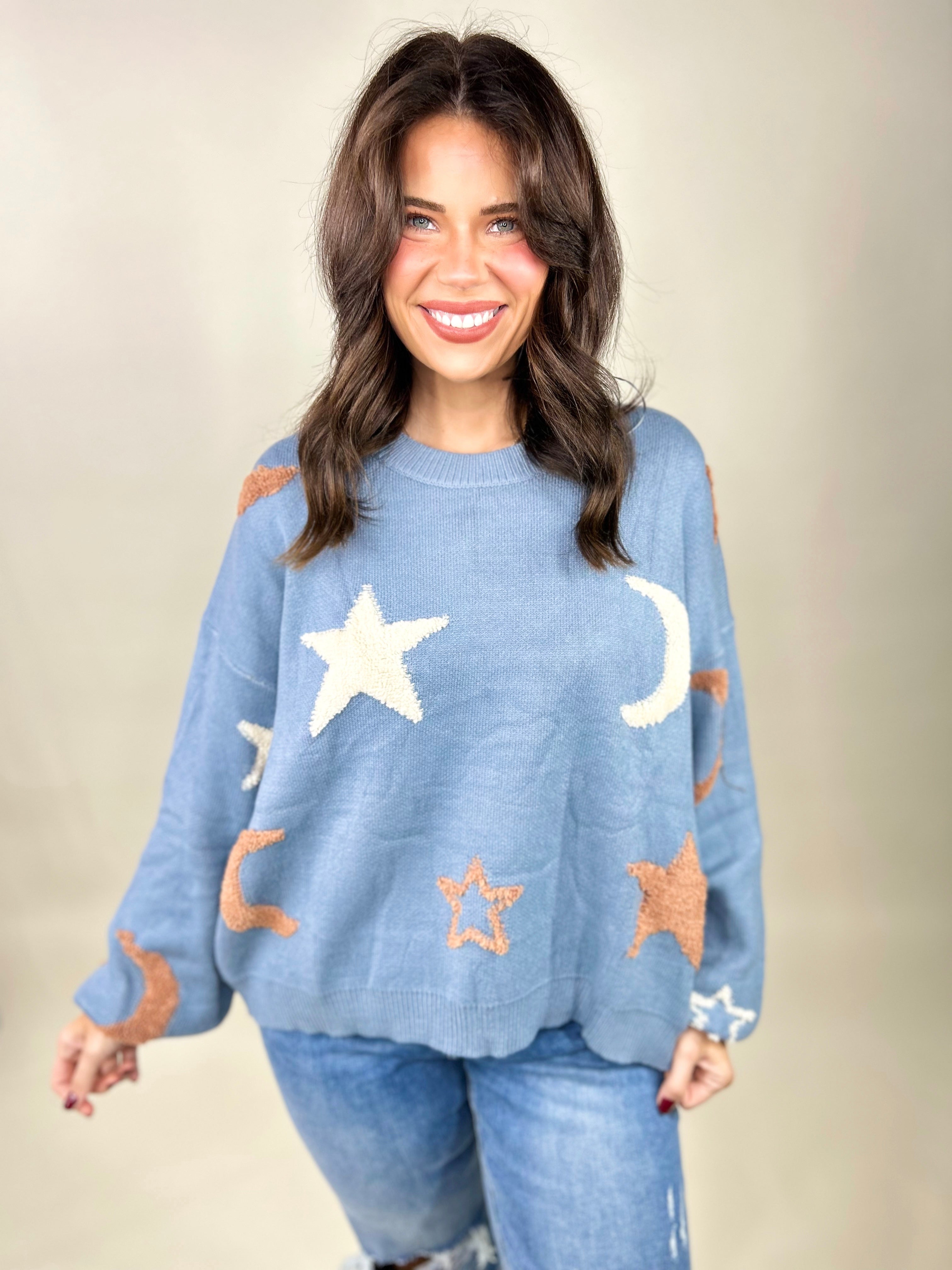 Moon Glow Sweater-125 Sweater-Adora-Heathered Boho Boutique, Women's Fashion and Accessories in Palmetto, FL