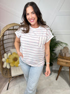 Striped Occasion Top-110 SHORT SLEEVE TOP-SEW IN LOVE-Heathered Boho Boutique, Women's Fashion and Accessories in Palmetto, FL