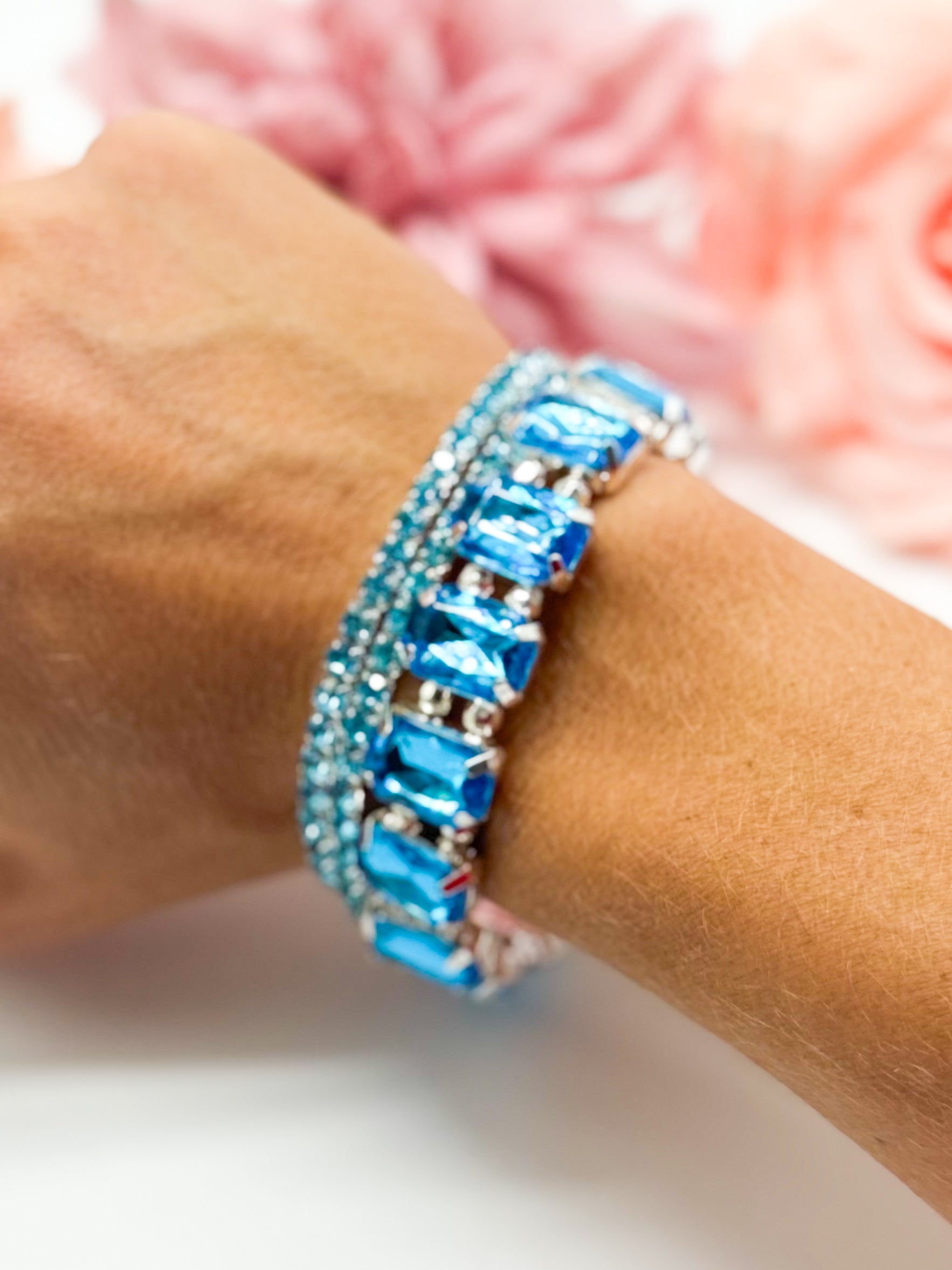 Colored Rhinestone Three Piece Bracelet Set-310 Jewelry-RM Manufacturing-Heathered Boho Boutique, Women's Fashion and Accessories in Palmetto, FL