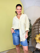 Classic Ease Button-Up Shirt-120 Long Sleeve Tops-WHITE BIRCH-Heathered Boho Boutique, Women's Fashion and Accessories in Palmetto, FL
