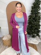 Hoodie Dream Duster - Striped Pink-220 Cardigans/ Kimonos-Heathered Boho-Heathered Boho Boutique, Women's Fashion and Accessories in Palmetto, FL