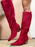 City Slicker Boots - Red Faux Suede-350 SHOES-CORKYS-Heathered Boho Boutique, Women's Fashion and Accessories in Palmetto, FL