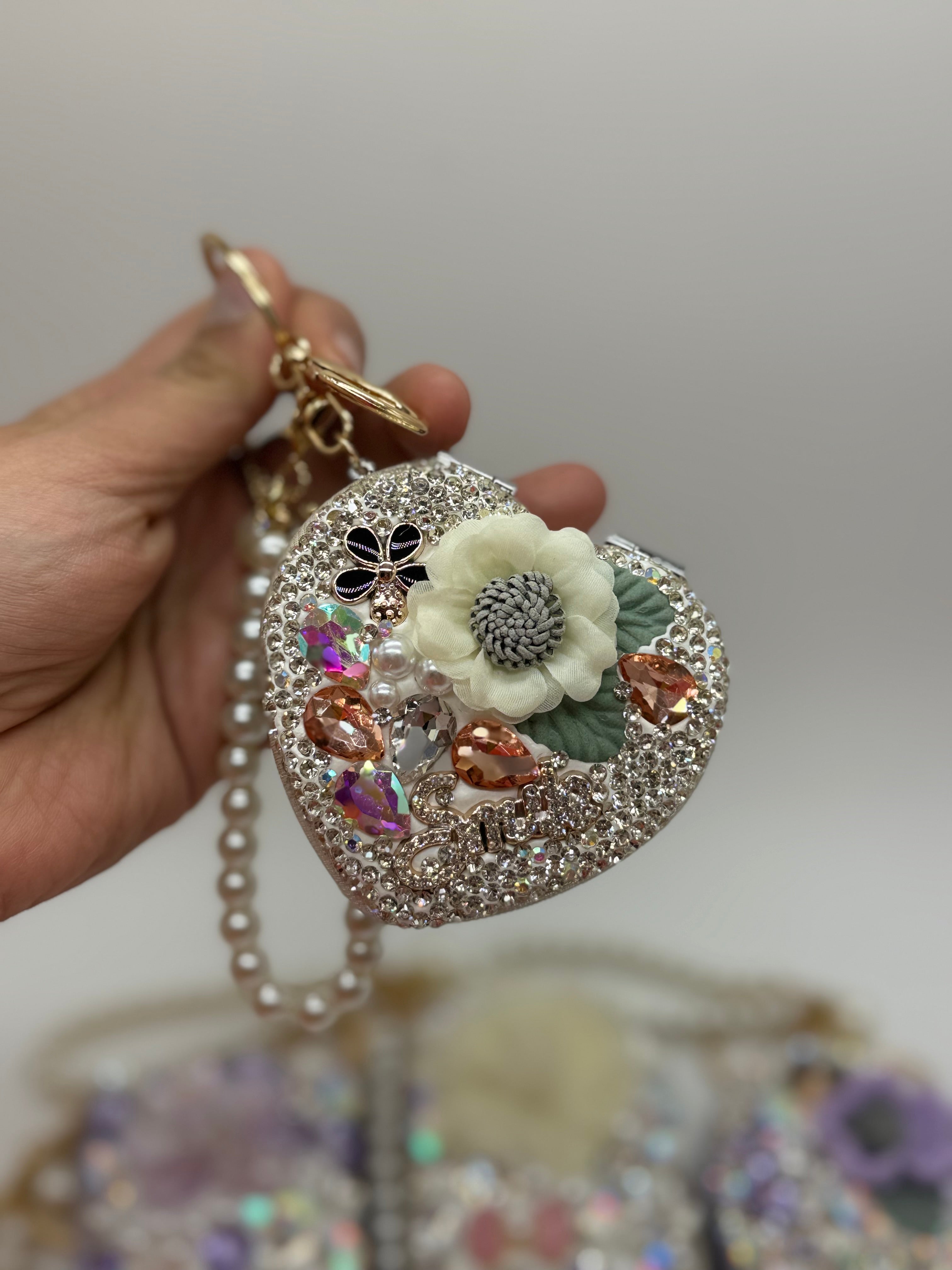 Crystal Bloom Mirror Purse Charm-Heathered Boho-Heathered Boho Boutique, Women's Fashion and Accessories in Palmetto, FL