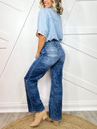 The Bluebell Bandana Straight Leg Jeans By Saige-190 JEANS-SAIGE DENIM-Heathered Boho Boutique, Women's Fashion and Accessories in Palmetto, FL