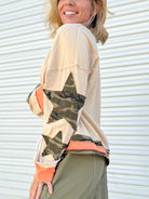 Camo Companion Top-120 LONG SLEEVE TOPS-ODDI-Heathered Boho Boutique, Women's Fashion and Accessories in Palmetto, FL