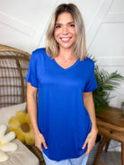 Jess Lea Basic Tee - Royal Blue-110 Short Sleeve Top-Jess Lea-Heathered Boho Boutique, Women's Fashion and Accessories in Palmetto, FL