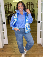 Delilah Blue Eternal Blossom Puffer Vest-200 Jackets/Shackets-Jess Lea-Heathered Boho Boutique, Women's Fashion and Accessories in Palmetto, FL