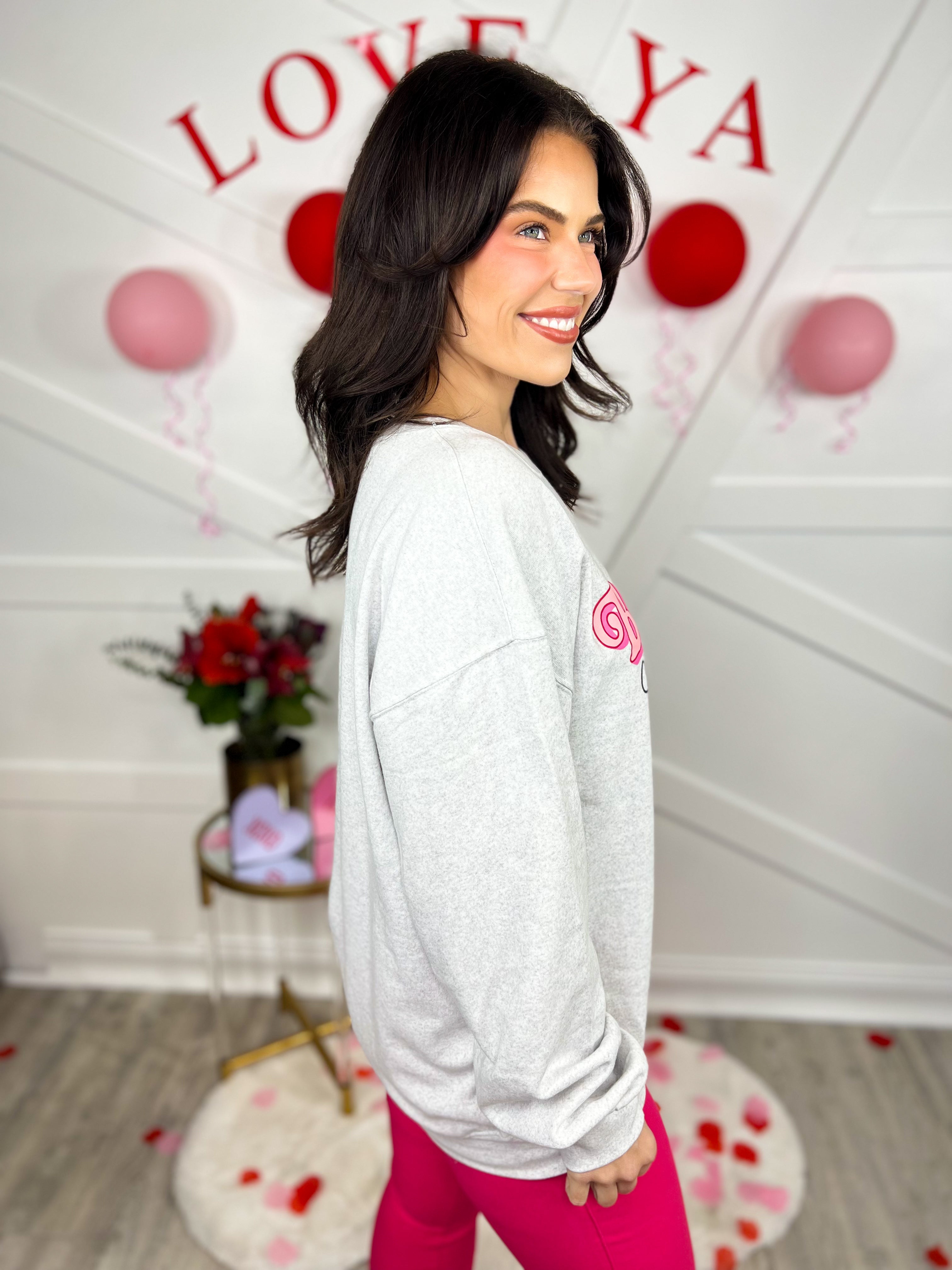 Be Mine Valentine Crewneck-120 Long Sleeve Tops-Simply Southern-Heathered Boho Boutique, Women's Fashion and Accessories in Palmetto, FL